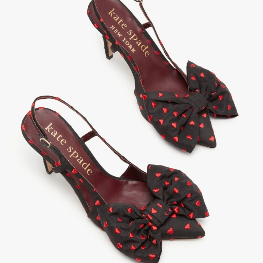 Kate Spade Black and Red Women's Slingback Heels